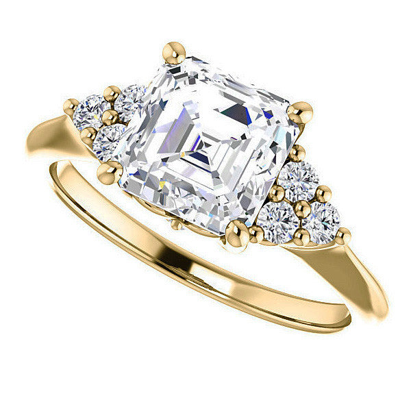 Asscher Cut Cathedral Solitaire Ring