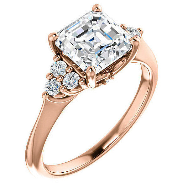 Asscher Cut Cathedral Solitaire Ring