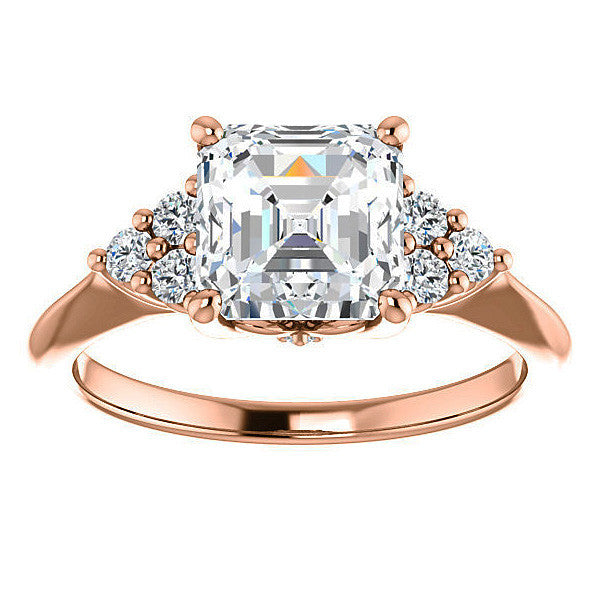 Asscher Cut Cathedral Solitaire Ring