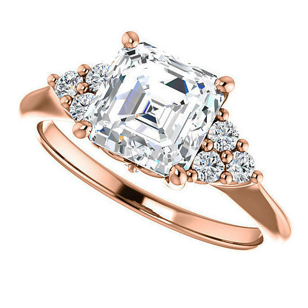 Asscher Cut Cathedral Solitaire Ring