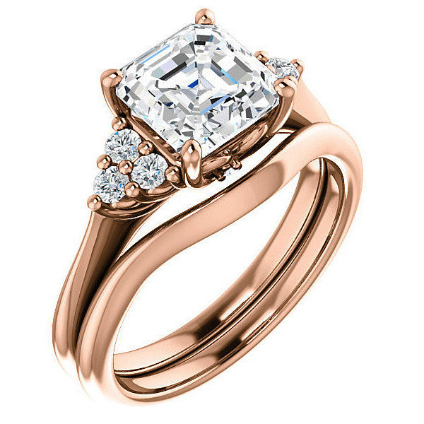 Asscher Cut Cathedral Solitaire Ring
