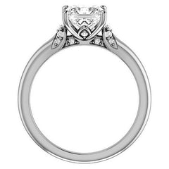 Asscher Moissanite Accented Engagement Ring