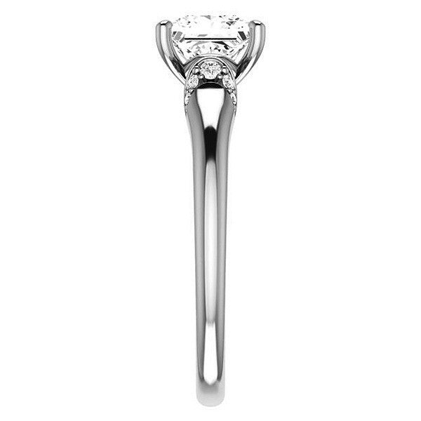 Asscher Moissanite Accented Engagement Ring