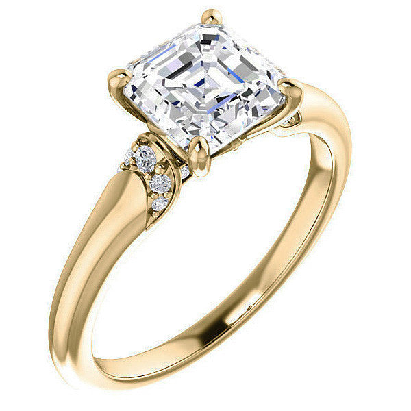 Asscher Moissanite Accented Engagement Ring