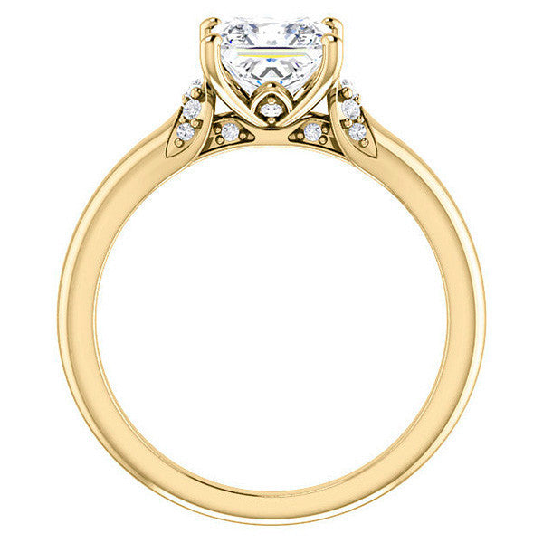 Asscher Moissanite Accented Engagement Ring