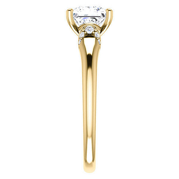 Asscher Moissanite Accented Engagement Ring