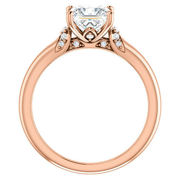 Asscher Moissanite Accented Engagement Ring