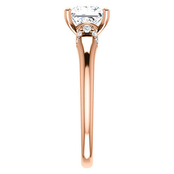 Asscher Moissanite Accented Engagement Ring