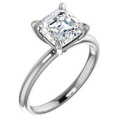 Asscher Moissanite Solitaire Ring
