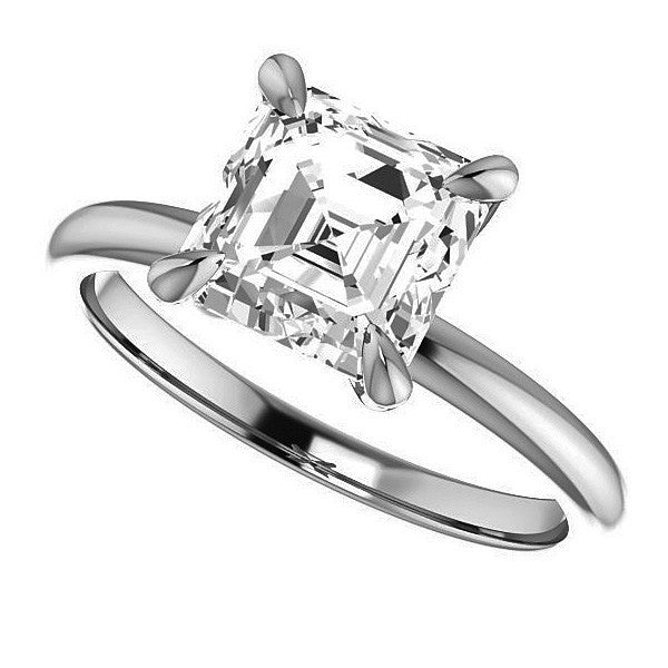 Asscher Moissanite Solitaire Ring