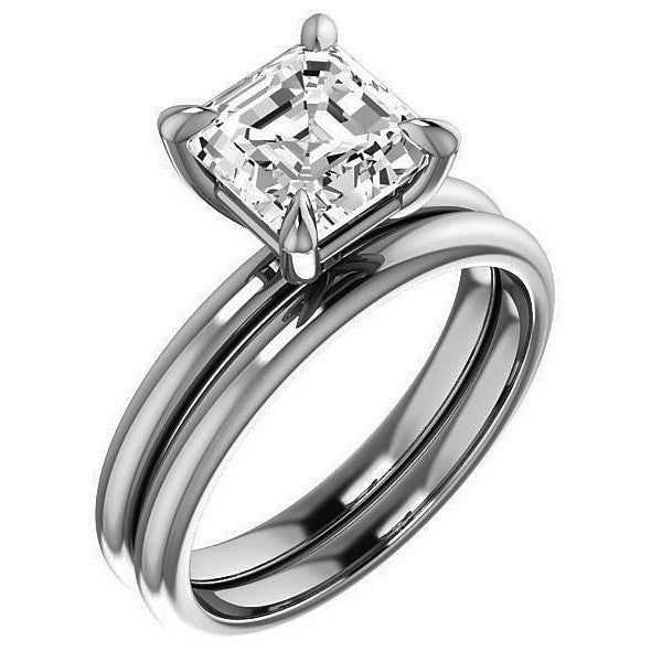 Asscher Moissanite Solitaire Ring
