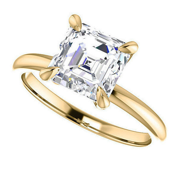 Asscher Moissanite Solitaire Ring