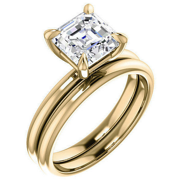 Asscher Moissanite Solitaire Ring