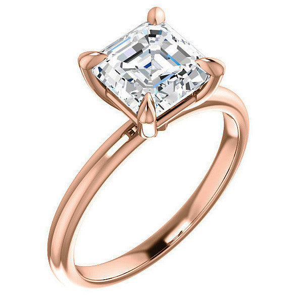Asscher Moissanite Solitaire Ring