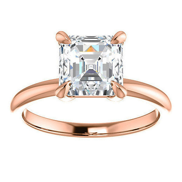 Asscher Moissanite Solitaire Ring