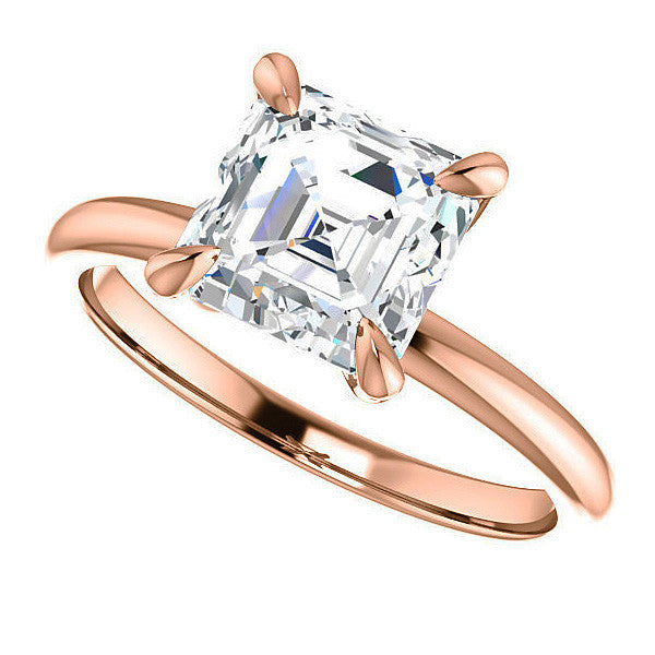 Asscher Moissanite Solitaire Ring