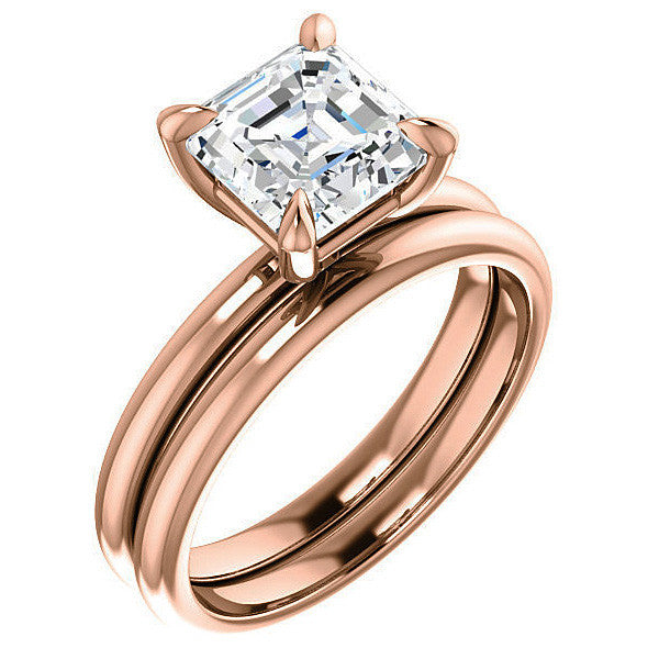 Asscher Moissanite Solitaire Ring