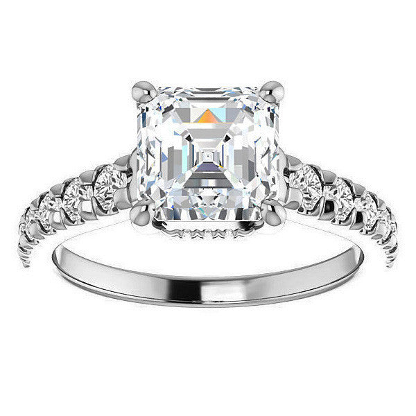 Asscher cut Moissanite Engagement Ring