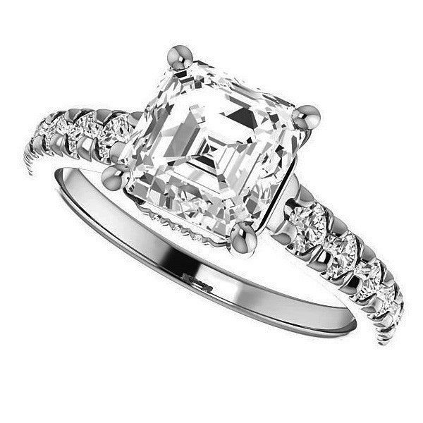Asscher cut Moissanite Engagement Ring