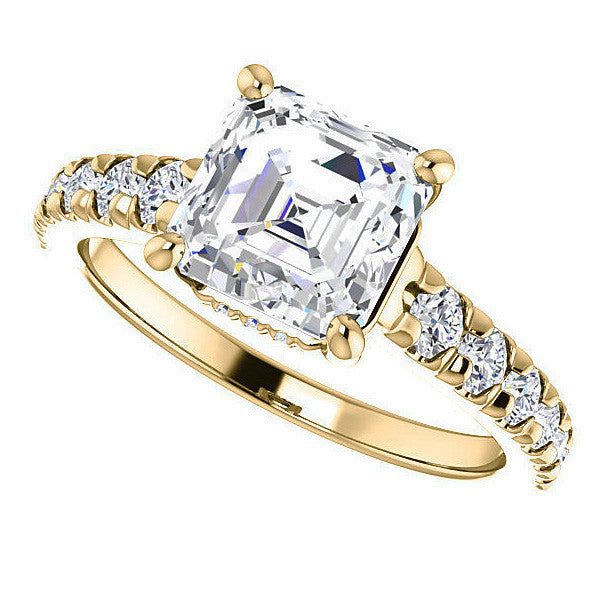 Asscher cut Moissanite Engagement Ring
