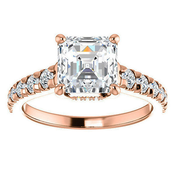 Asscher cut Moissanite Engagement Ring