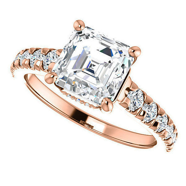 Asscher cut Moissanite Engagement Ring