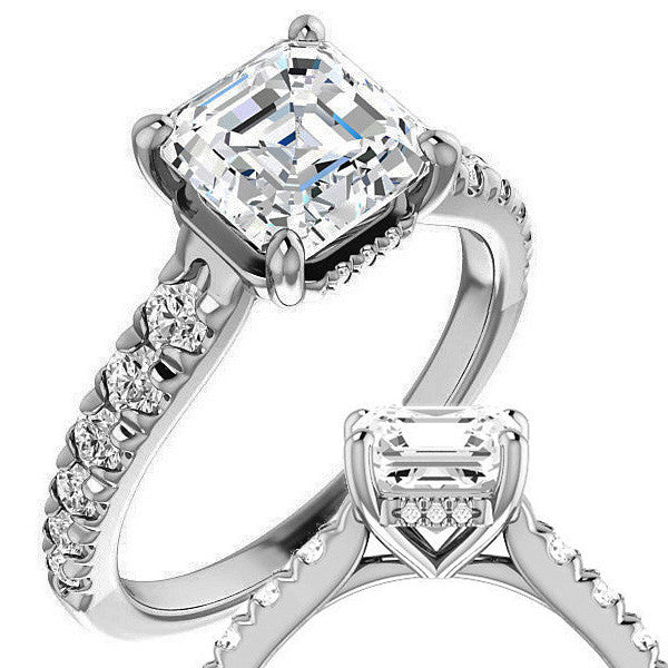 Asscher cut Moissanite Engagement Ring