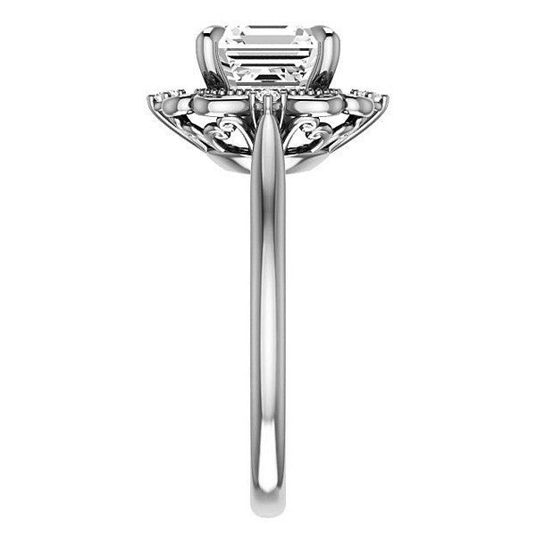 Asscher Moissanite Cathedral Engagement Ring
