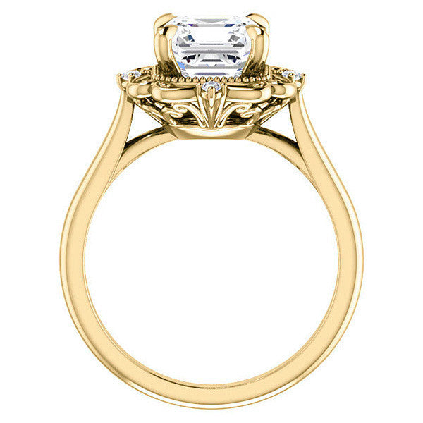 Asscher Moissanite Cathedral Engagement Ring