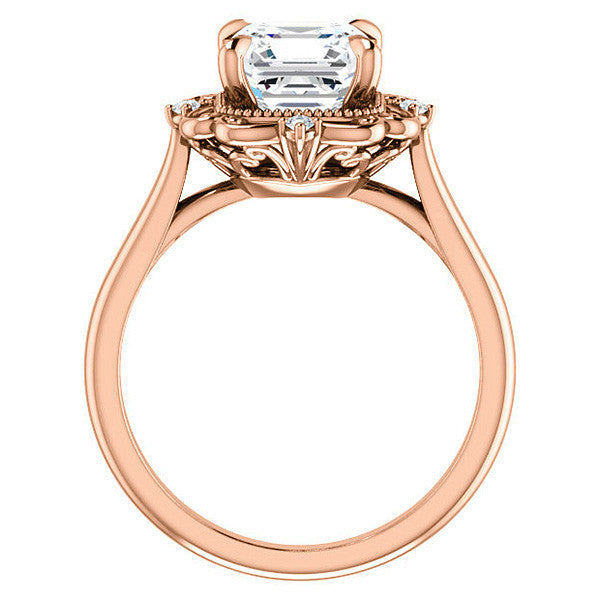 Asscher Moissanite Cathedral Engagement Ring