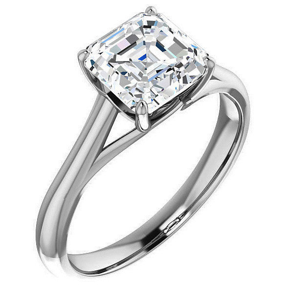 Designer Style Asscher Moissanite Solitaire Ring