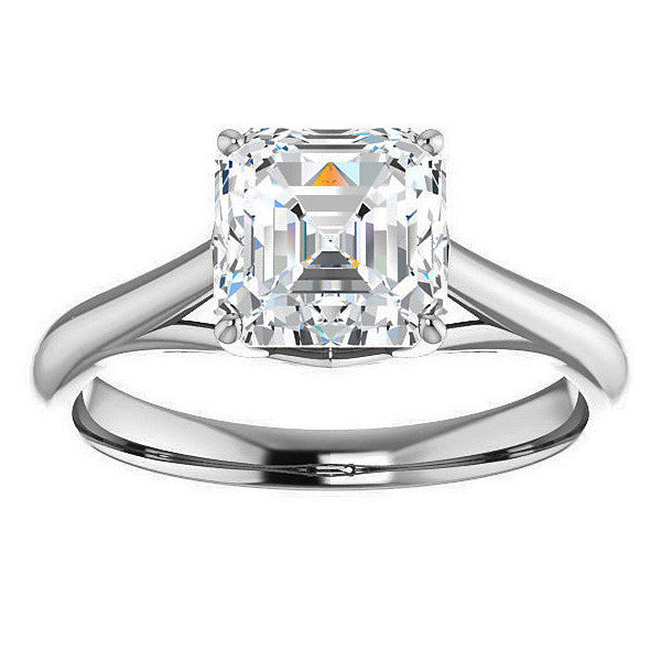 Designer Style Asscher Moissanite Solitaire Ring