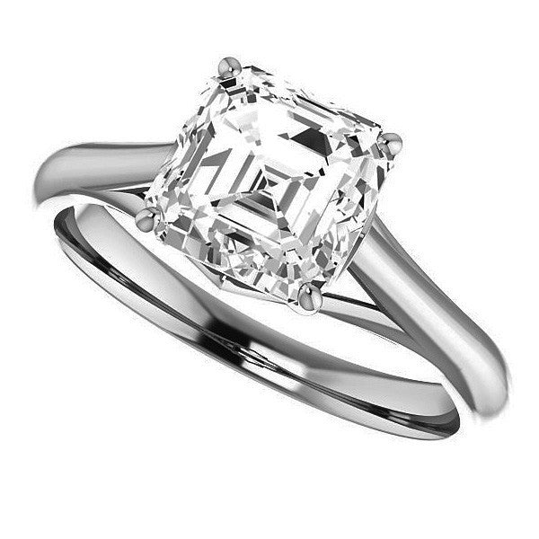 Designer Style Asscher Moissanite Solitaire Ring