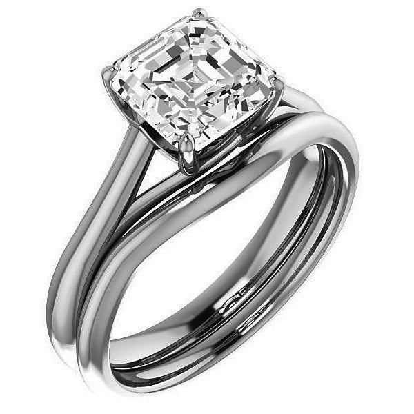 Designer Style Asscher Moissanite Solitaire Ring