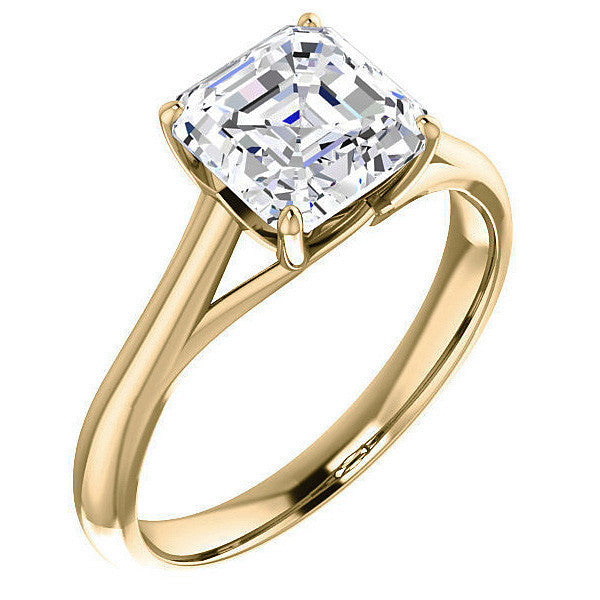 Designer Style Asscher Moissanite Solitaire Ring
