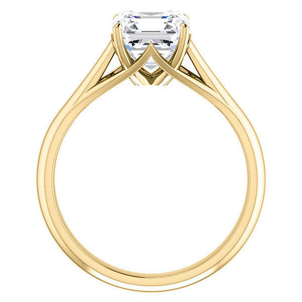 Designer Style Asscher Moissanite Solitaire Ring