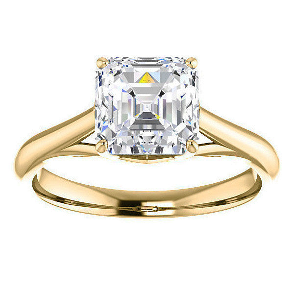 Designer Style Asscher Moissanite Solitaire Ring