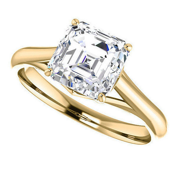 Designer Style Asscher Moissanite Solitaire Ring