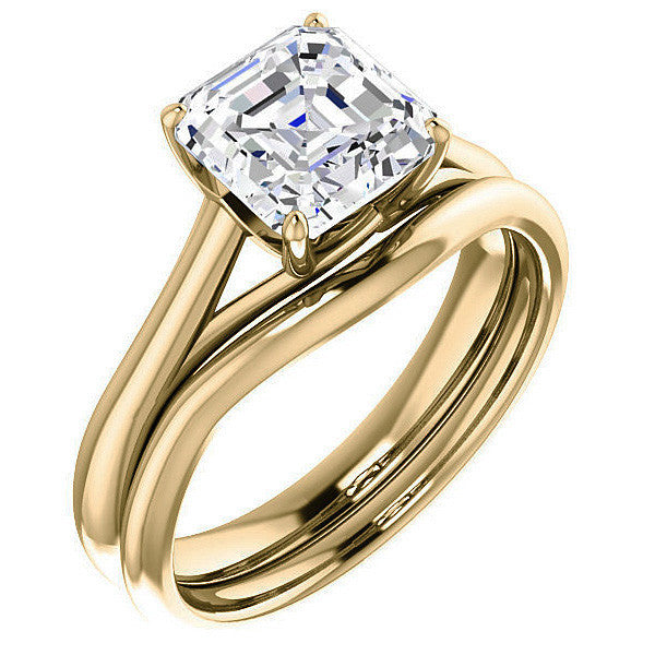 Designer Style Asscher Moissanite Solitaire Ring