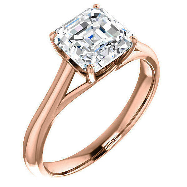Designer Style Asscher Moissanite Solitaire Ring