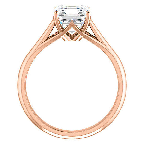 Designer Style Asscher Moissanite Solitaire Ring