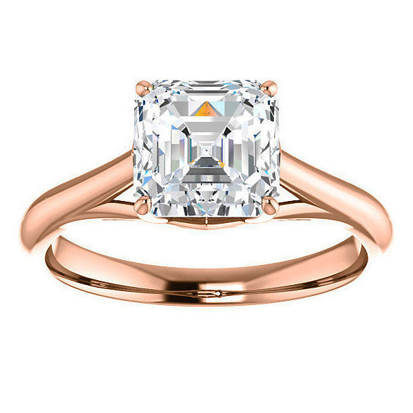 Designer Style Asscher Moissanite Solitaire Ring