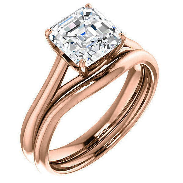 Designer Style Asscher Moissanite Solitaire Ring