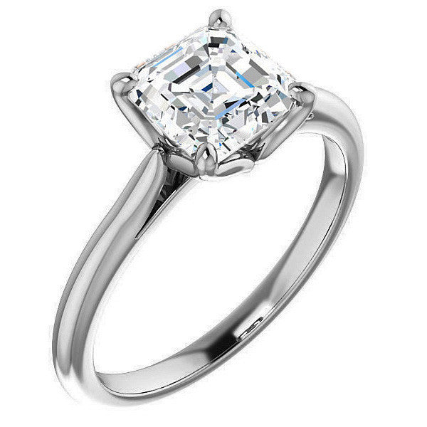 Asscher Cut Moissanite Cathedral Solitaire Ring