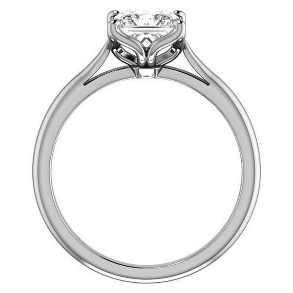 Asscher Cut Moissanite Cathedral Solitaire Ring