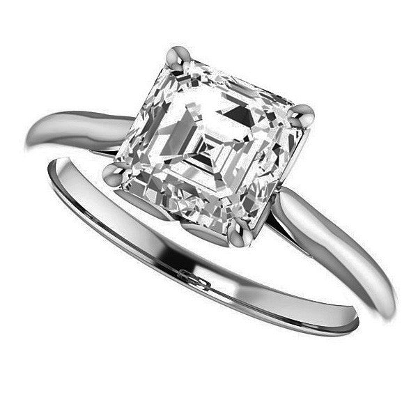 Asscher Cut Moissanite Cathedral Solitaire Ring