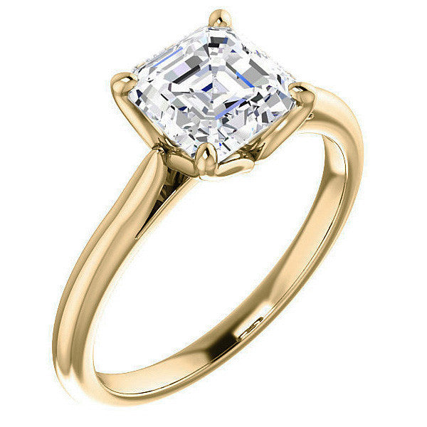 Asscher Cut Moissanite Cathedral Solitaire Ring