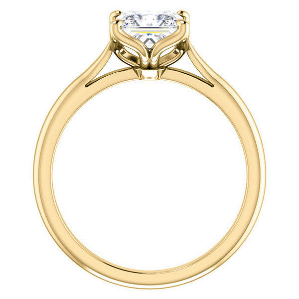 Asscher Cut Moissanite Cathedral Solitaire Ring