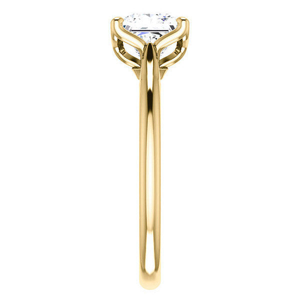 Asscher Cut Moissanite Cathedral Solitaire Ring