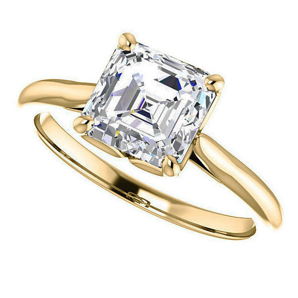 Asscher Cut Moissanite Cathedral Solitaire Ring
